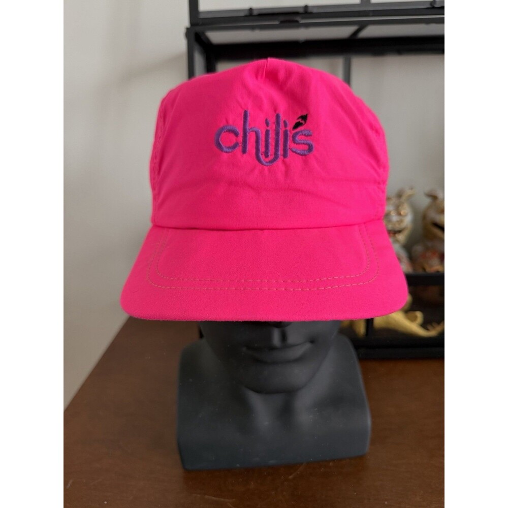 90s Chili’s Neon Pink Hat Adjustable Strapback Cap Lightweight Embroidered ￼